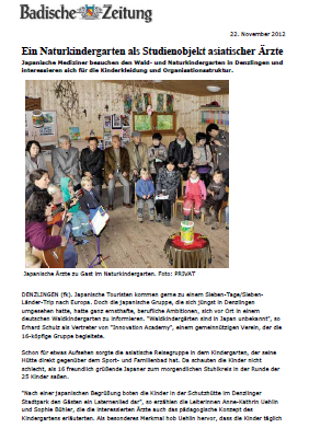 bz,"Ein Naturkindergarten als Studienobjekt asiatischer Ärzte",Badiche Zeitung,22.November.2012